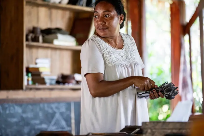 A member of the kitchen team at La P'tite Kepa