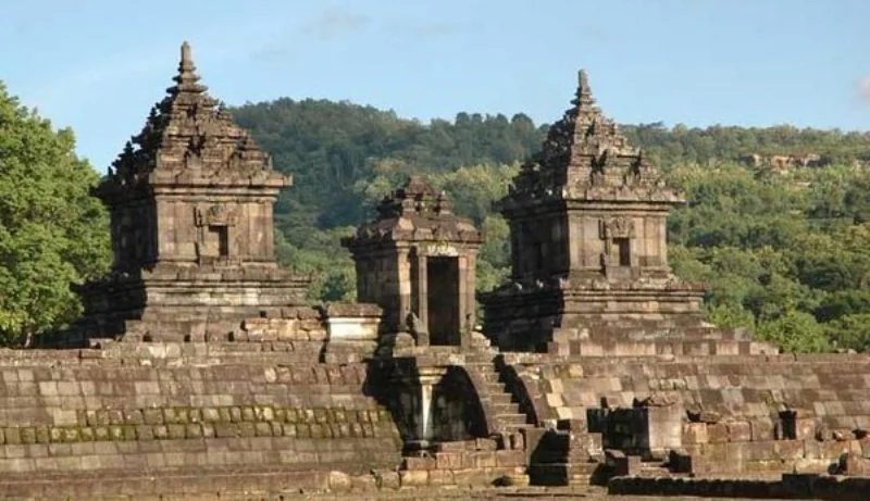 Candi Barong Hindu temple on its hill terraces near Prambanan