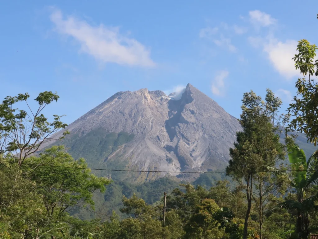 Mount Merapi seen from the Deles Indah viewpoint in Klaten