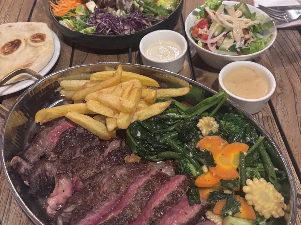 Steak, fries and salad at Masama by Kamil in Yogyakarta