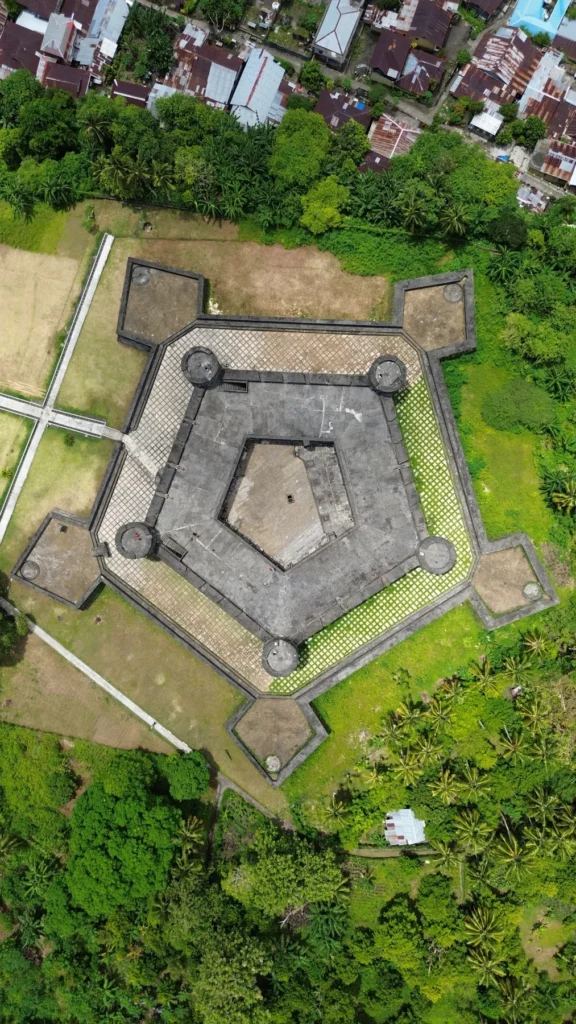 Aerial view of the star-shaped Fort Belgica on Banda Neira
