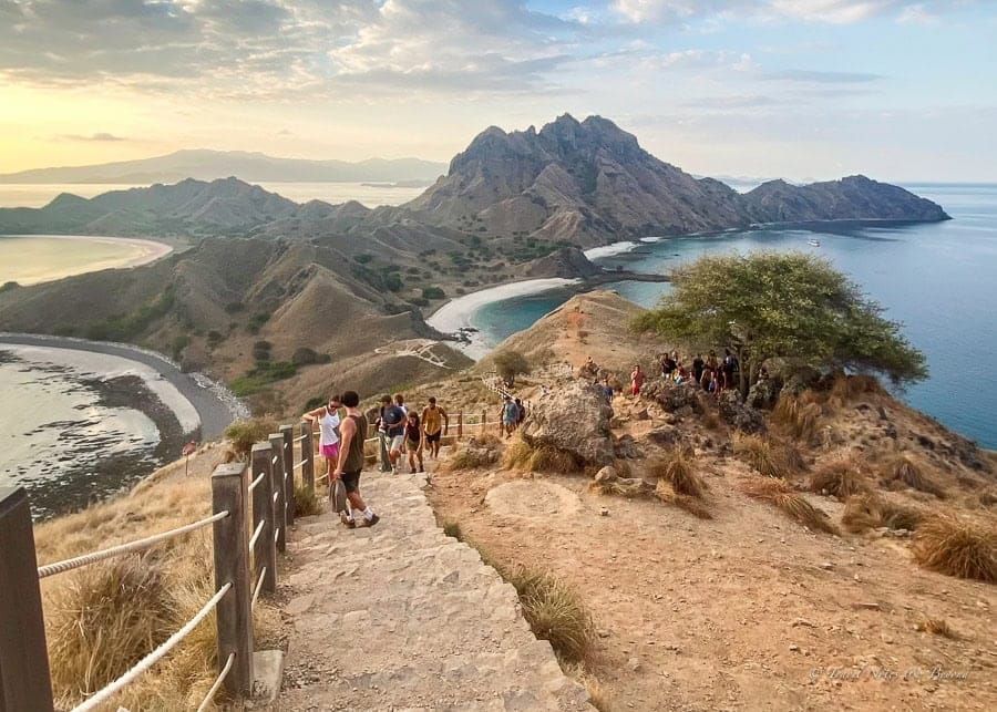 The three bays seen from the Padar Island viewpoint trail